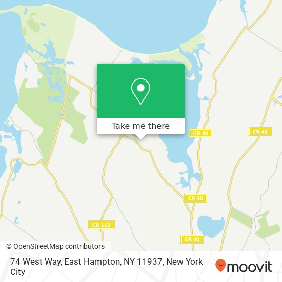 Mapa de 74 West Way, East Hampton, NY 11937