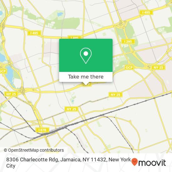 Mapa de 8306 Charlecotte Rdg, Jamaica, NY 11432