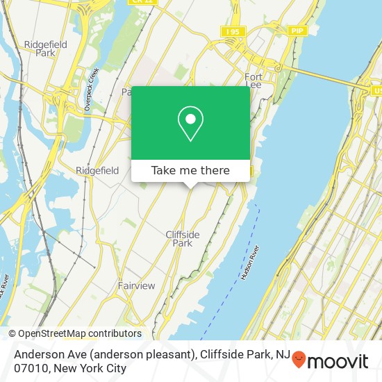 Anderson Ave (anderson pleasant), Cliffside Park, NJ 07010 map