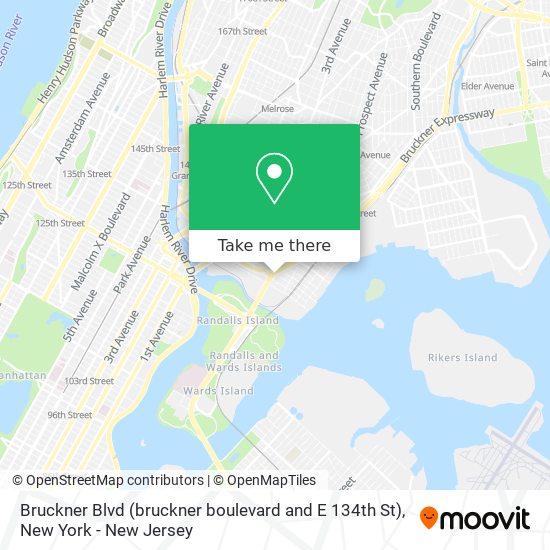 Mapa de Bruckner Blvd (bruckner boulevard and E 134th St)