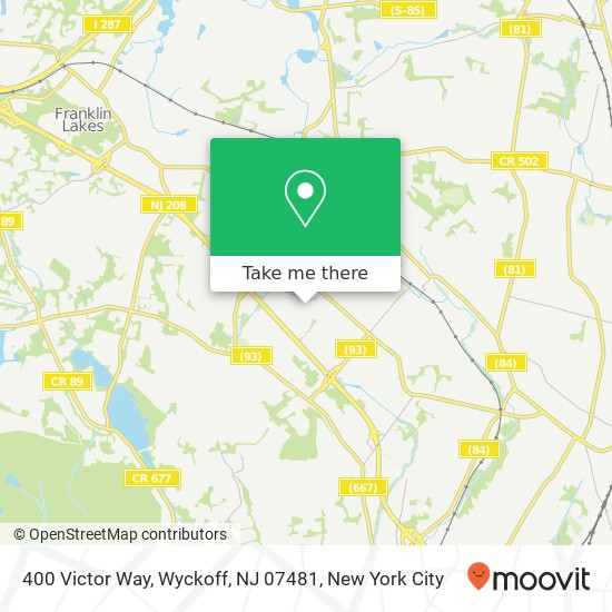 Mapa de 400 Victor Way, Wyckoff, NJ 07481