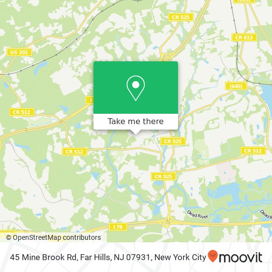 Mapa de 45 Mine Brook Rd, Far Hills, NJ 07931