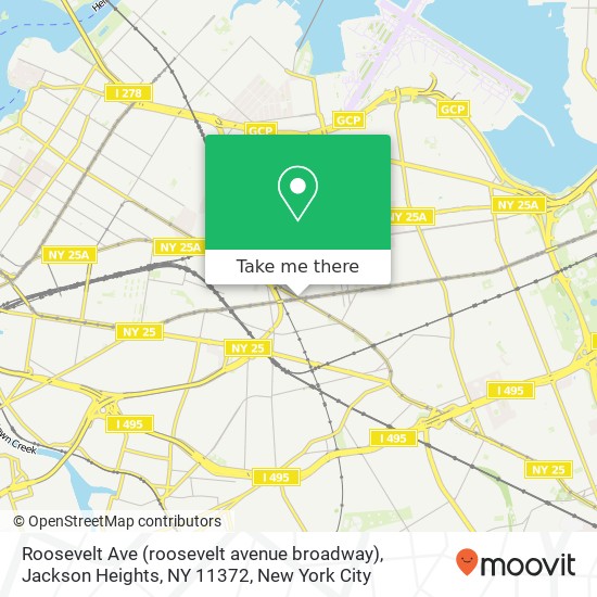 Mapa de Roosevelt Ave (roosevelt avenue broadway), Jackson Heights, NY 11372