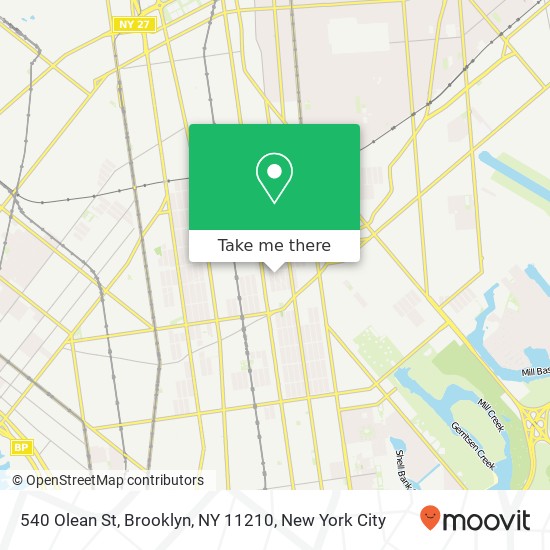 Mapa de 540 Olean St, Brooklyn, NY 11210