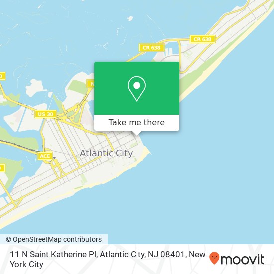 Mapa de 11 N Saint Katherine Pl, Atlantic City, NJ 08401