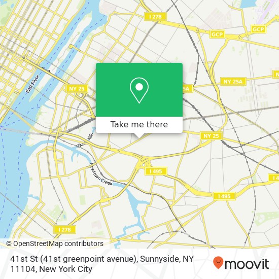 Mapa de 41st St (41st greenpoint avenue), Sunnyside, NY 11104