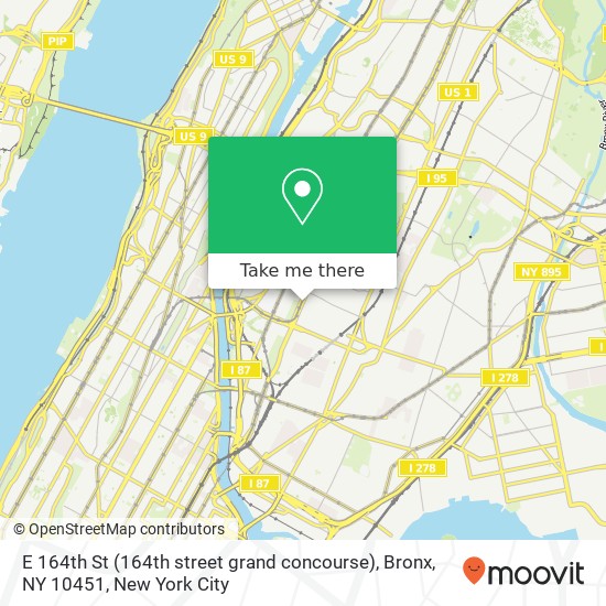 Mapa de E 164th St (164th street grand concourse), Bronx, NY 10451