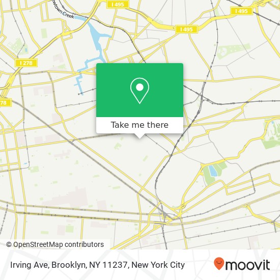 Mapa de Irving Ave, Brooklyn, NY 11237