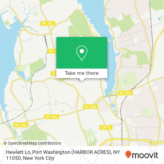 Hewlett Ln, Port Washington (HARBOR ACRES), NY 11050 map