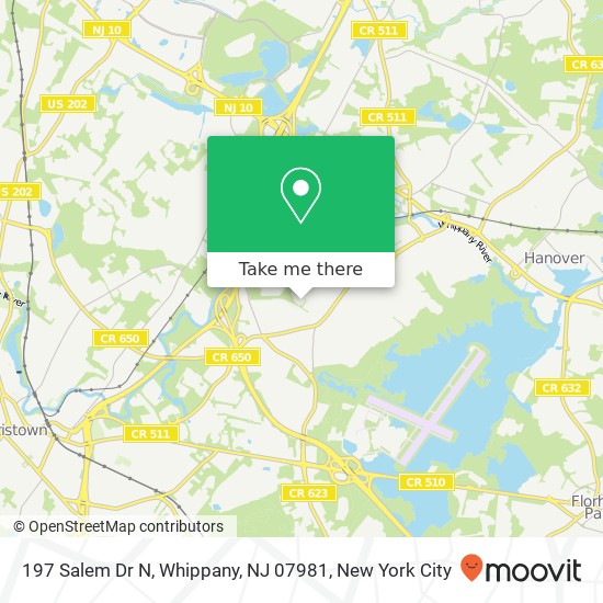 Mapa de 197 Salem Dr N, Whippany, NJ 07981