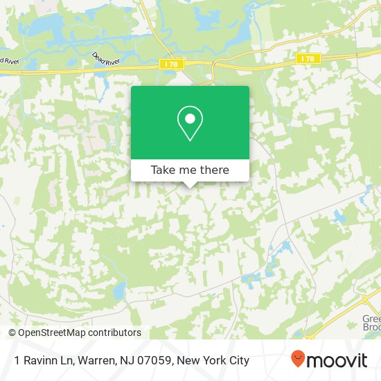 Mapa de 1 Ravinn Ln, Warren, NJ 07059