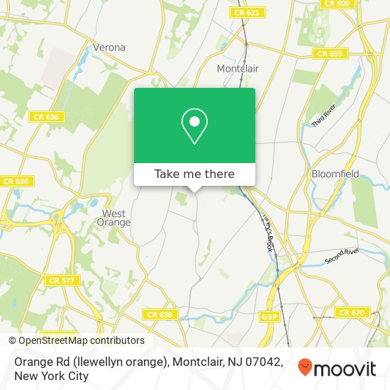 Mapa de Orange Rd (llewellyn orange), Montclair, NJ 07042