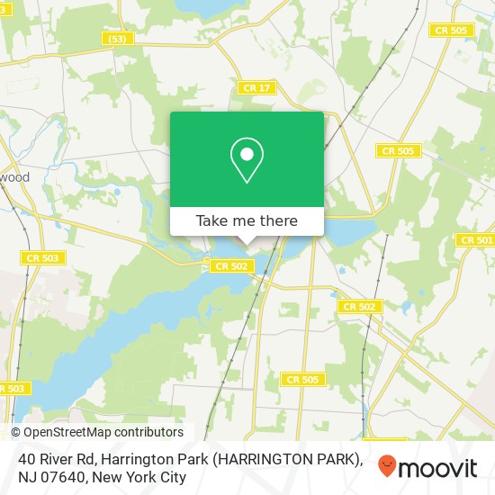 Mapa de 40 River Rd, Harrington Park (HARRINGTON PARK), NJ 07640