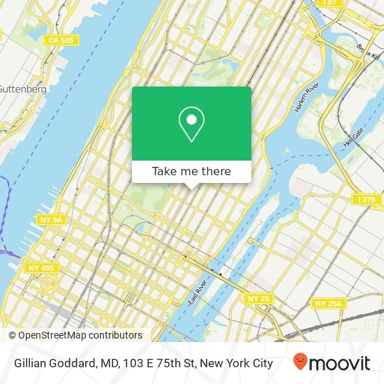 Mapa de Gillian Goddard, MD, 103 E 75th St