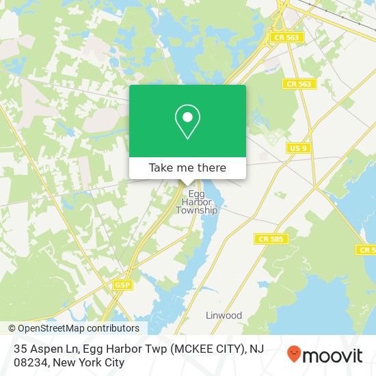 Mapa de 35 Aspen Ln, Egg Harbor Twp (MCKEE CITY), NJ 08234