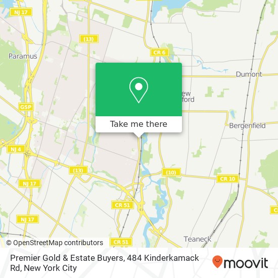 Mapa de Premier Gold & Estate Buyers, 484 Kinderkamack Rd