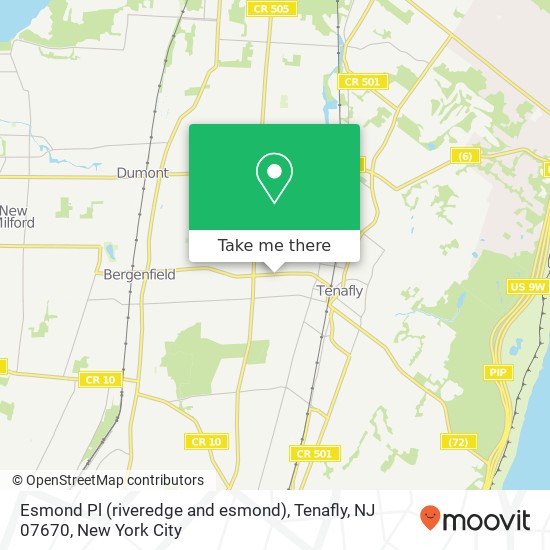 Mapa de Esmond Pl (riveredge and esmond), Tenafly, NJ 07670