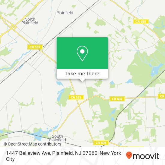 Mapa de 1447 Belleview Ave, Plainfield, NJ 07060