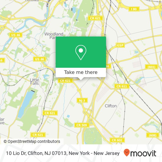 Mapa de 10 Lio Dr, Clifton, NJ 07013