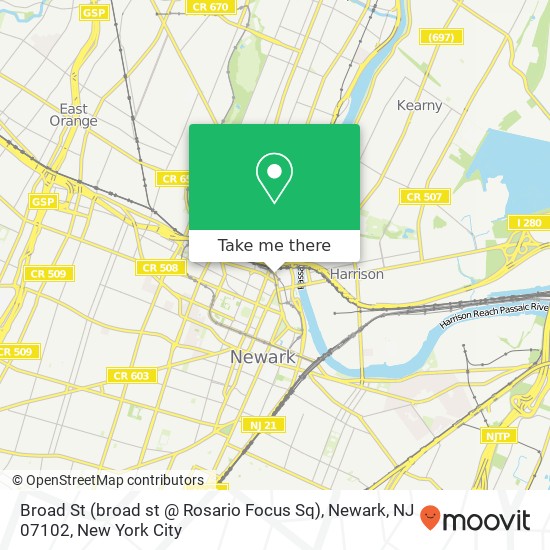 Broad St (broad st @ Rosario Focus Sq), Newark, NJ 07102 map