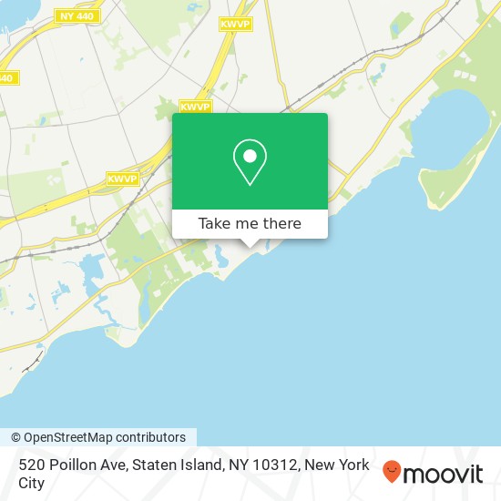 Mapa de 520 Poillon Ave, Staten Island, NY 10312