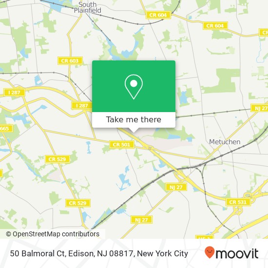 Mapa de 50 Balmoral Ct, Edison, NJ 08817