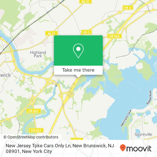 Mapa de New Jersey Tpke Cars Only Ln, New Brunswick, NJ 08901