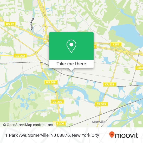 Mapa de 1 Park Ave, Somerville, NJ 08876