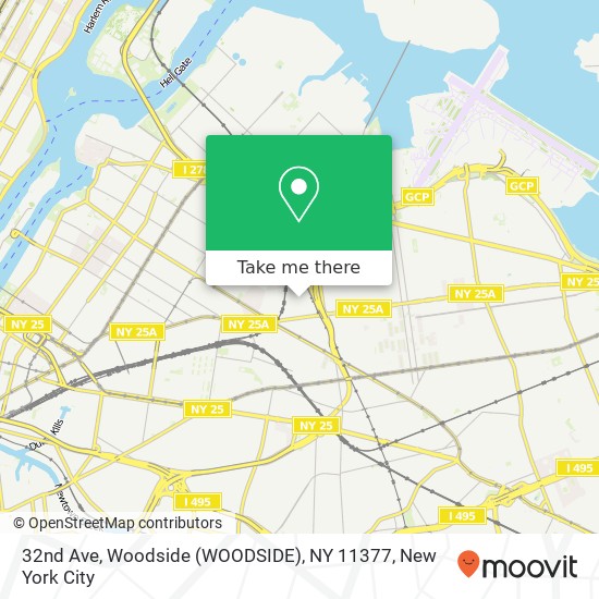 Mapa de 32nd Ave, Woodside (WOODSIDE), NY 11377