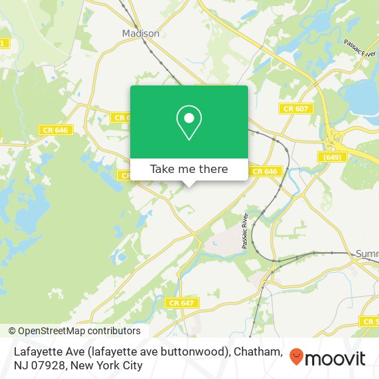 Lafayette Ave (lafayette ave buttonwood), Chatham, NJ 07928 map