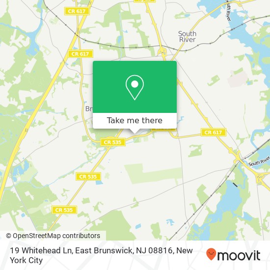 Mapa de 19 Whitehead Ln, East Brunswick, NJ 08816