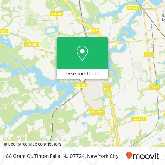 Mapa de 88 Grant Ct, Tinton Falls, NJ 07724