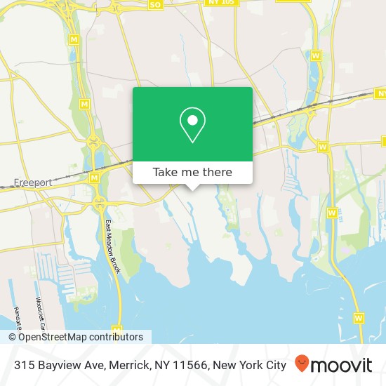 Mapa de 315 Bayview Ave, Merrick, NY 11566