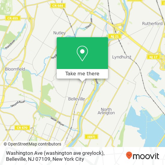 Mapa de Washington Ave (washington ave greylock), Belleville, NJ 07109