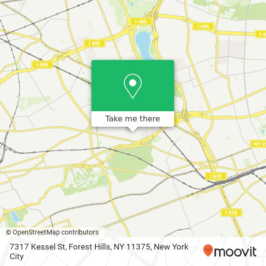 Mapa de 7317 Kessel St, Forest Hills, NY 11375