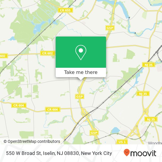 Mapa de 550 W Broad St, Iselin, NJ 08830