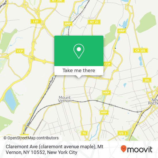 Mapa de Claremont Ave (claremont avenue maple), Mt Vernon, NY 10552
