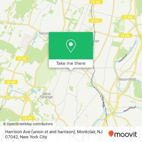 Mapa de Harrison Ave (union st and harrison), Montclair, NJ 07042