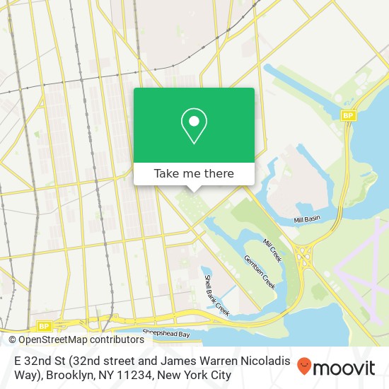 E 32nd St (32nd street and James Warren Nicoladis Way), Brooklyn, NY 11234 map
