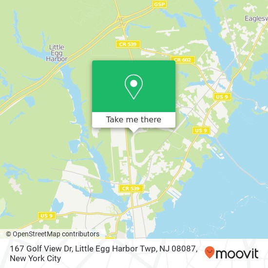 Mapa de 167 Golf View Dr, Little Egg Harbor Twp, NJ 08087