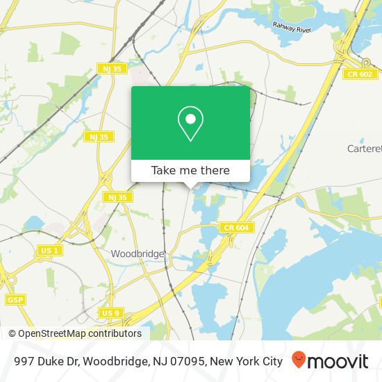 Mapa de 997 Duke Dr, Woodbridge, NJ 07095
