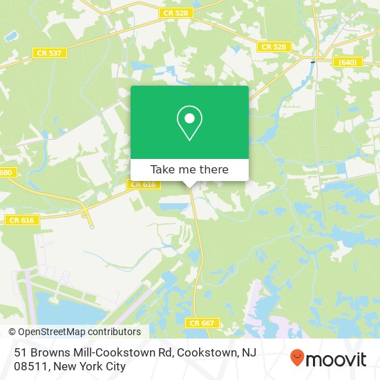 Mapa de 51 Browns Mill-Cookstown Rd, Cookstown, NJ 08511