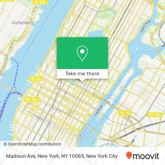 Mapa de Madison Ave, New York, NY 10065