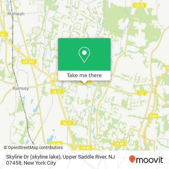 Mapa de Skyline Dr (skyline lake), Upper Saddle River, NJ 07458