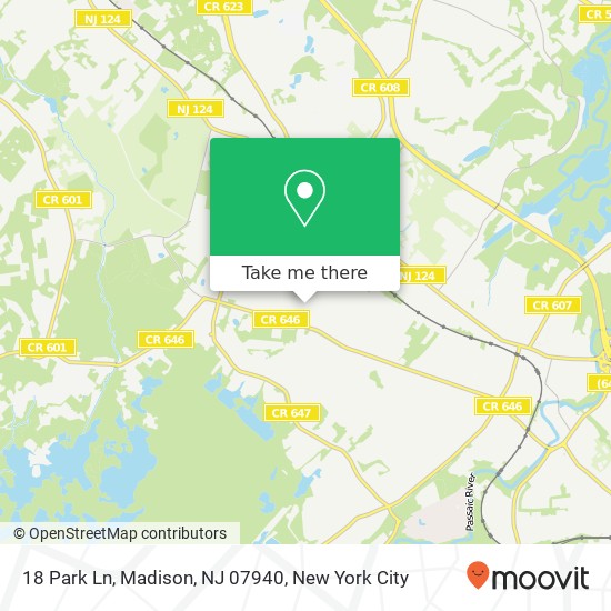 Mapa de 18 Park Ln, Madison, NJ 07940