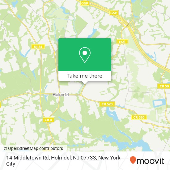 Mapa de 14 Middletown Rd, Holmdel, NJ 07733