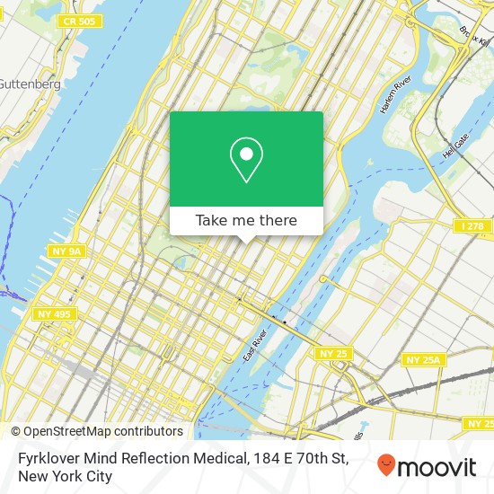 Mapa de Fyrklover Mind Reflection Medical, 184 E 70th St