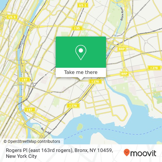Mapa de Rogers Pl (east 163rd rogers), Bronx, NY 10459