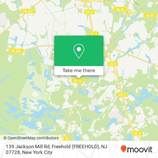 Mapa de 139 Jackson Mill Rd, Freehold (FREEHOLD), NJ 07728