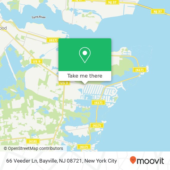 Mapa de 66 Veeder Ln, Bayville, NJ 08721